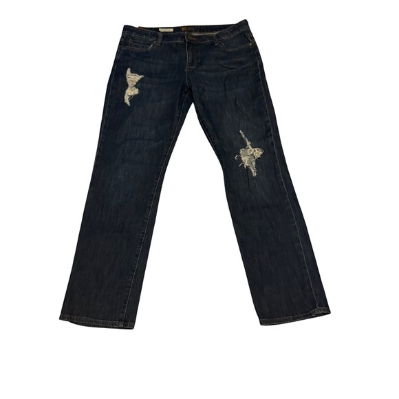 Kut from the Kloth Denim - KUT from the Kloth Catherine Boyfriend Jeans Distressed Dark Wash Size 12
